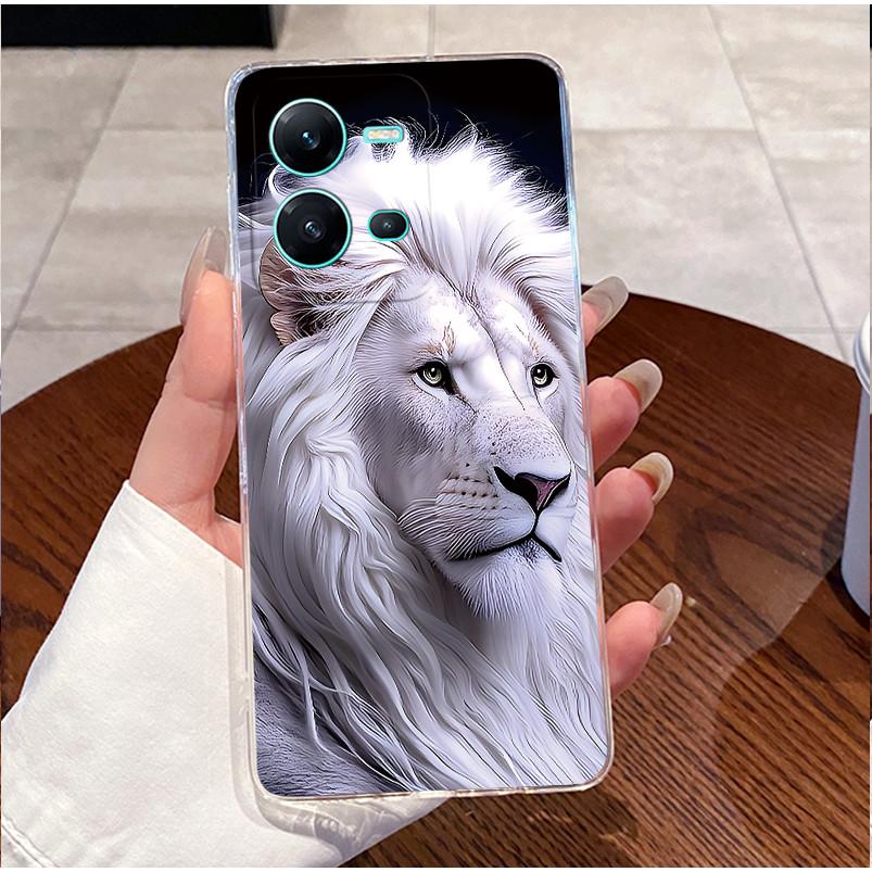 Phone Case For Vivo V25 Y35 Casing Luxury Cute Love Heart Rabbit Funny Pattern Transparent Silicone TPU Soft Shell Back Cover