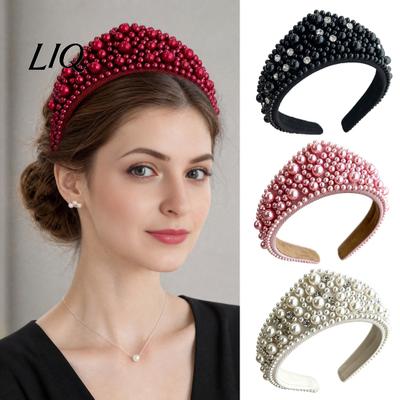 Decorative Hair Accessories for Celebrations Faux Pearl and Diamond Headband Women, Fashion Crown Style Headband, Elegant Fashionable Bands Festivals