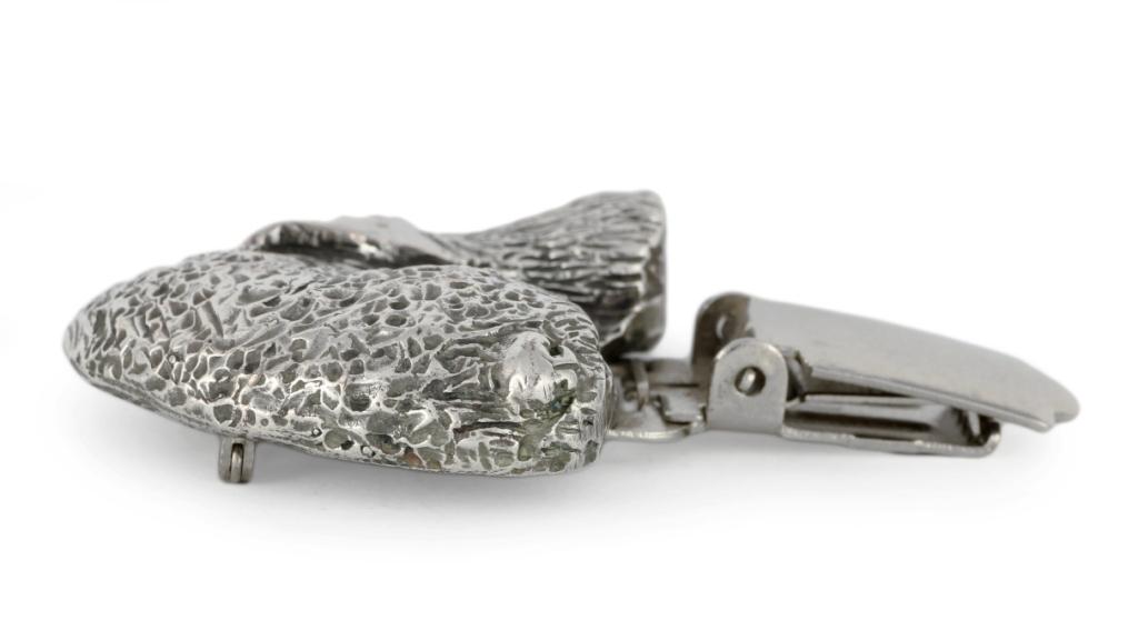 Bedlington Terrier,Rothbury Terrier, Rodbery Terrier- brooch with a clip, holder for a start number, silver-plated dog show pin from the Art-Dog brand