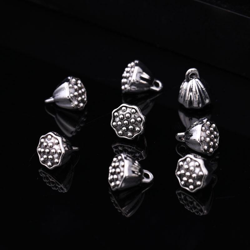 Anhänger Lotus-Kapsel aus tibetischem Silber: Vintage Blumenhalter Anhänger & Perlen für DIY Schmuck und Armbänder