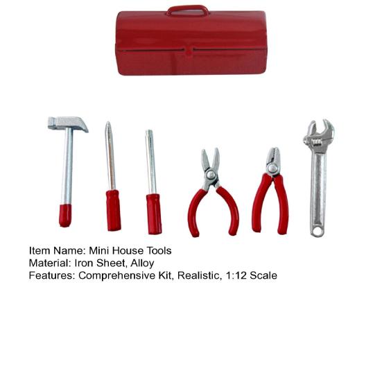 1 Set 1:12 Mini Dolls Tools Metal Home Repair Tool Model Miniature Hammer Wrench Hand Tools for Doll Mansion Decoration Yard Supplies Pretend Play Toy