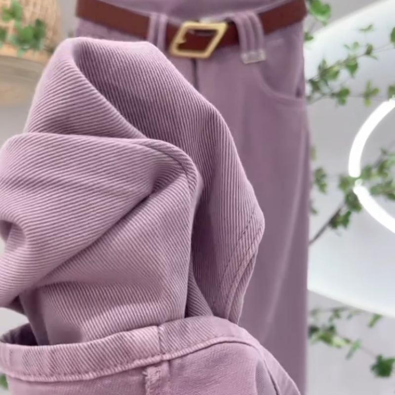 Candy Color Jeans für Damen Neue Frühling Herbst Hohe Taille Locker Fallend Weiter Bein Hosen Figurfreundliche Denim Hosen