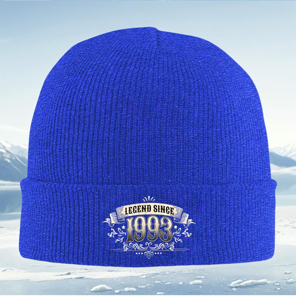 Vintage Legend with Numbers Design Men Women Unisex Knitted Hat Beanie Pullover Cap Winter Thermal Warm Christmas Outdoor Cyclin