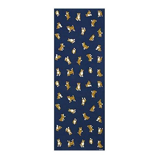 Hamamonyo Tenugui Towel - "Love Mameshiba" Navy, 100% Cotton