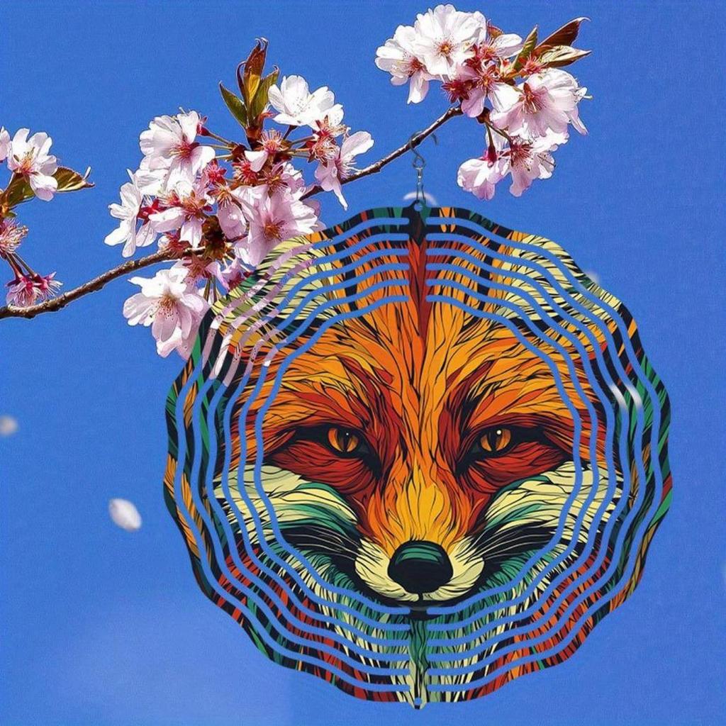 Garten Fuchs Muster Windspiel Außendekor Rotierendes Hängeornament für Thanksgiving Weihnachten Feiertagsgeschenk Heim Hof Dekoration