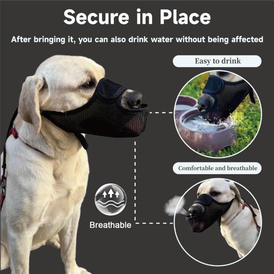 

Yousheng дышащий намордник для собак средних и больших размеров, регулируемая мягкая сетка, против укусов, жевательная петля, питьевая мордашка, товары для животных