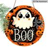 2D Flat, 1pc Halloween Ghost Aluminum Ornament, Circular Wall Craft, Suitable for Wreath Center, Wall And Room Decor - Durable, Easy-To-Clean Holiday