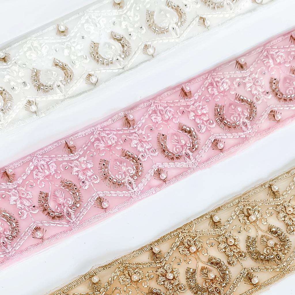 5.5Cm Exotic Style Handmade Beads European Heel Yarn Embroidery Barcode Clothing Cuffs Collar Decorative Lace Accessories