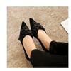 Women's Pointed Toe Suede Flats with 3D Floral Decor Slip-on Elegant Casual Shoes