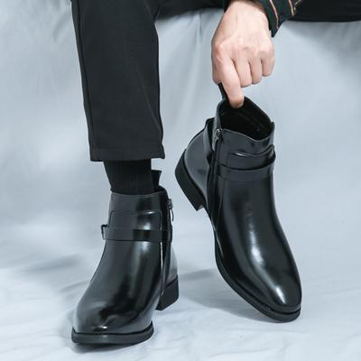 Chelsea Boots New Breathable British Riding Boots Men's Fashionable Ankle Boots, Casual and Versatile High-top Leather Shoes