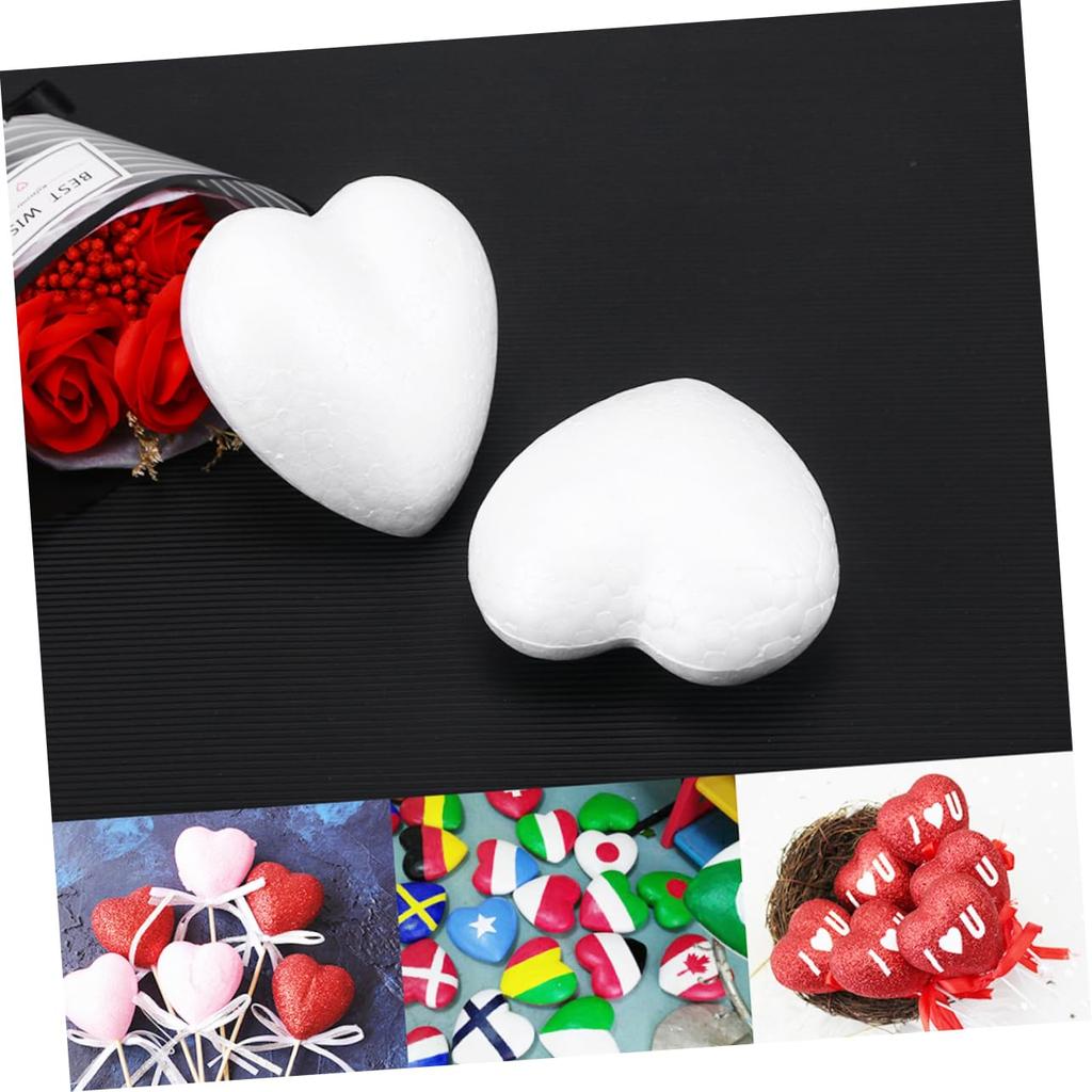 NUOLUX 10 Pieces Foam Balls for Weddings, Mini Egg Foam Balls, Rose Heart Foam Balls, Foam Eggs, White Heart Foam Balls, for Weddings