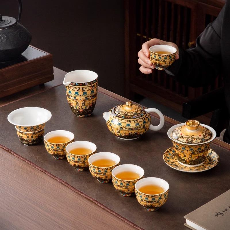 New Style Household Chinese Style Hanging Lid Bowl Tea Cup Teapot Gift Box Customizable Gift Set