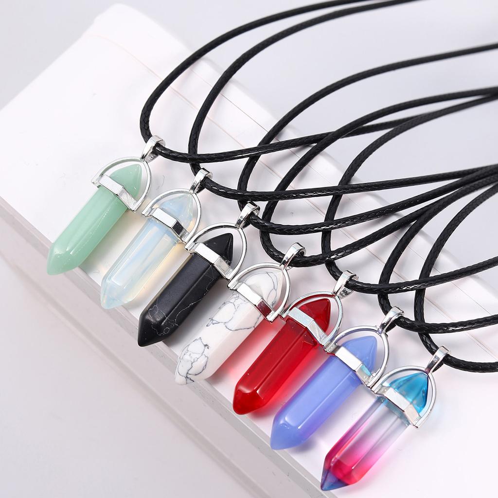 7pcs/set of Fashion Simple Crystal Hexagonal Column Necklaces, Healing Crystals, Women's Necklaces, and Men's Necklace