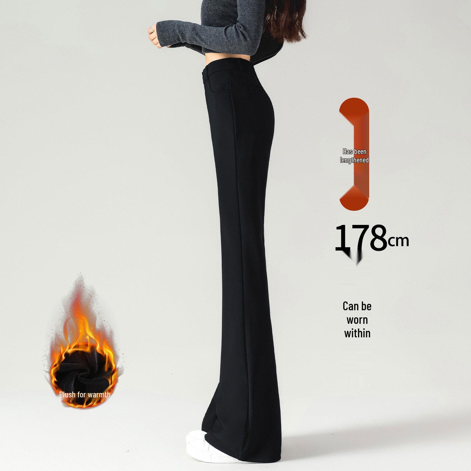 

Drapey Women s Plus Velvet Micro-Flare High-Waisted Black Pants, Winter 2026 Edition, Casual & Elegant. M, Weight 99-108 jin