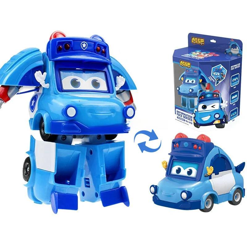 Transformation ABS Gogo Bus Toys Vehicle 3 Changeable Face Expression Action Figures Deformation Ambulance/Police/Fireman Slide