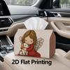 1pc, 2D Flat Printing, Tissue Box Angel Puppy Gift Box Pattern Printed Tissue Box, Suitable for Home Gatherings, Car Decoration Tissue Storage Contain