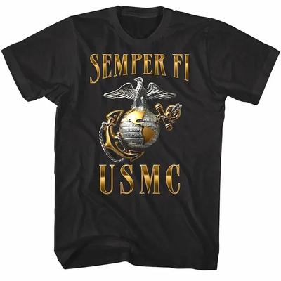 US Marine T Shirt Marines Semper Fi Metallic Eagle Tees