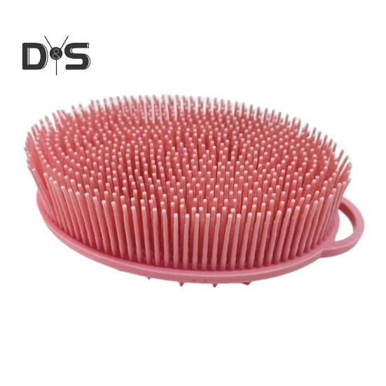 Bath Brush 2 in 1 Design Massage Cleansing Brush for Body And Head Silicone Body Exfoliating Scrubber with Anti-Slip Handle