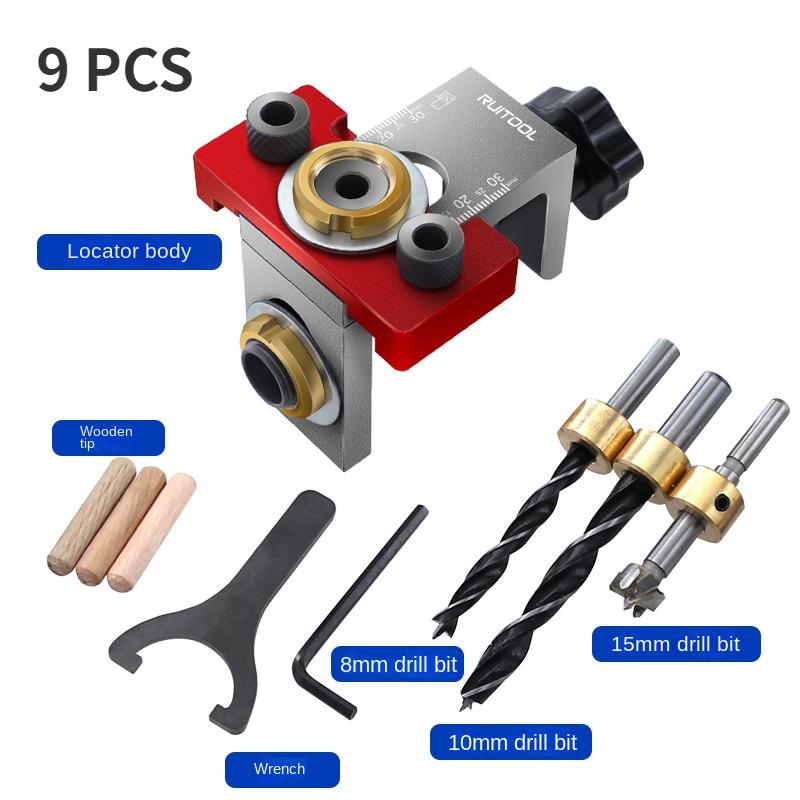 3-in-1-Lochsucher-Set für die Holzbearbeitung, Dübellochstanzer, verstellbar, für Haushaltsmöbel, DIY-Bohrwerkzeuge, Zubehör