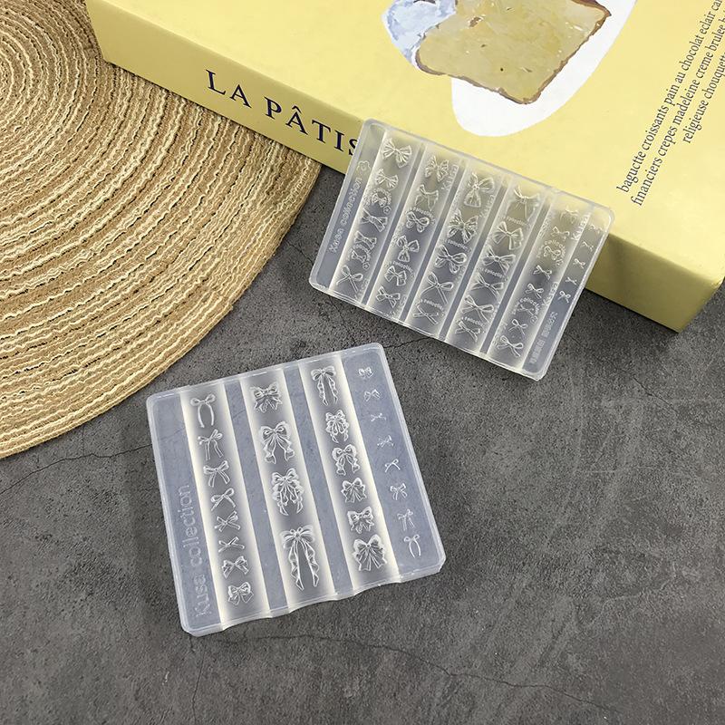 Silicone Nail Art Mold Exquisite Bowknot Tie Uv Gel Polish Carving Mould Diy Ribbon Design Nail Charm Decor Templates Stencils