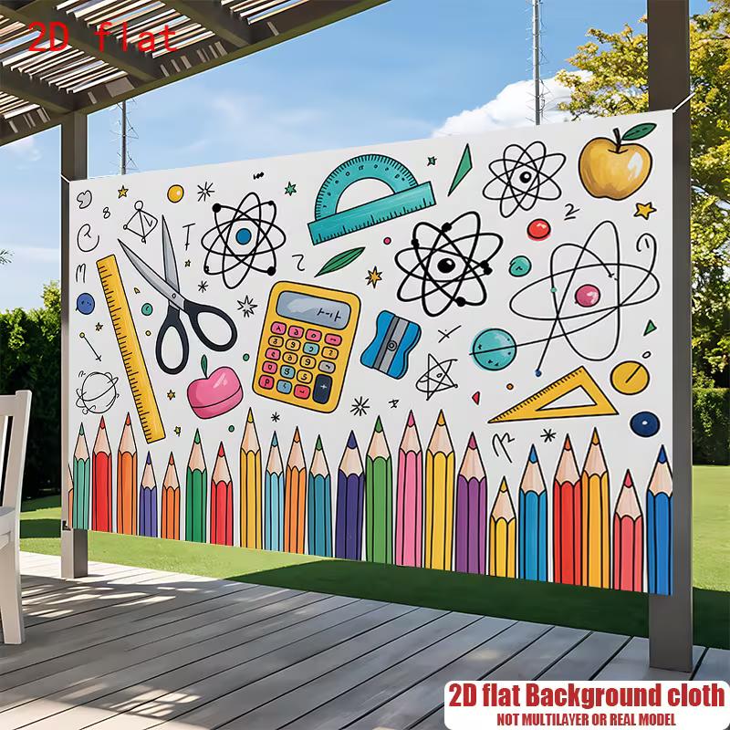 2D Flat Classroom Supplies Doodle Photo Background