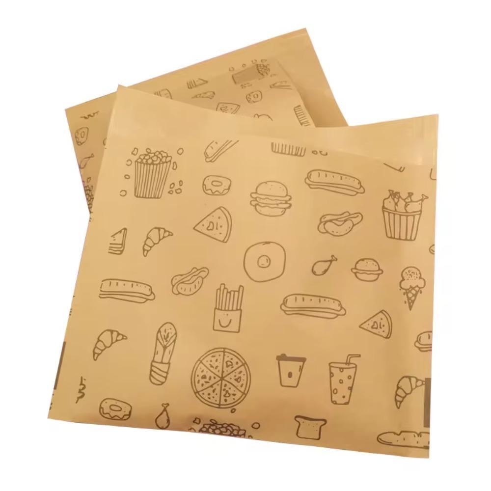 50pcs Disposable Greaseproof Paper Sandwich Bags Water-proof Snack Wrapping Paper  Bread