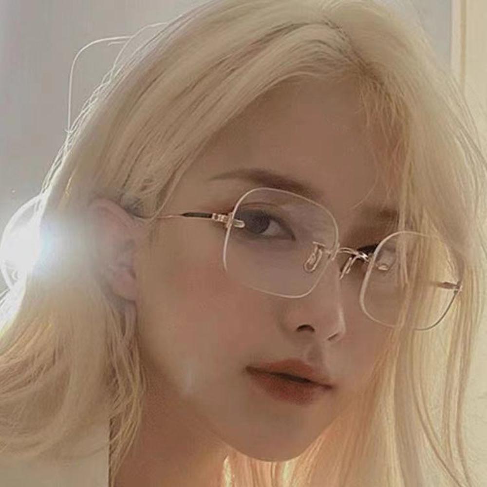 Transparent Computer Glasses Frameless Women Men Anti Blue Light Square Eyewear Blocking Glasses Optical Spectacle Eyeglass