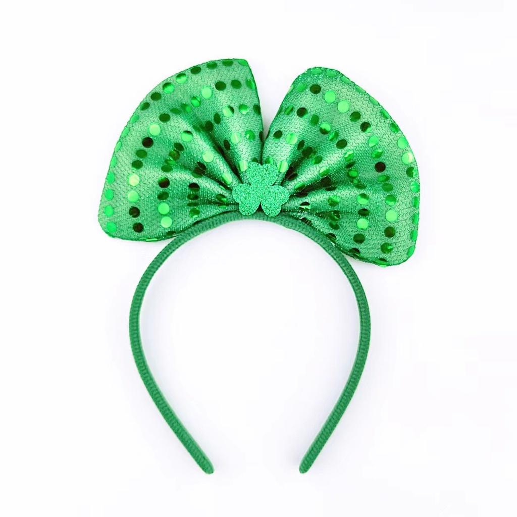 St. Patricks Day Hair Band Bow Tie Shamrock Green Irish Headband Girl Party Gift