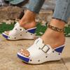 Large-Size Wedge Platform Slippers for Women – Summer New Velcro High-Heel Fashionable Slide Sandals