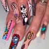 Halloween Collection Fake Nail Films Cross-border Black and White Skeleton Ghost Wearing Nail Films 24 Nail Films Wholesale