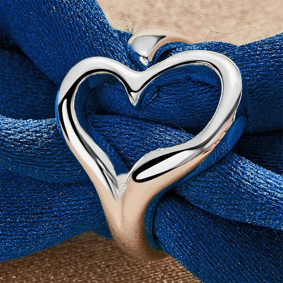 1 Piece of 925 Sterling Silver Exquisite Heart-shaped Ring with an Opening, Fashionable Women's Accessory Jewelry Gift