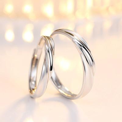 925 Sterling Silber Paar Ringe 2 Stück Wellenmuster Hochzeit Unendlichkeit Ring Männer und Frauen Verlobung Schmuck Geschenke