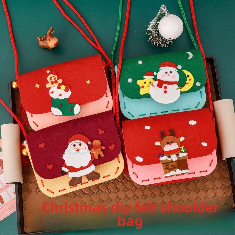 Christmas Handmade Felt Crossbody Bag, Children's Cartoon Non-woven Fabric Coin Purse, Christmas Candy Backpack