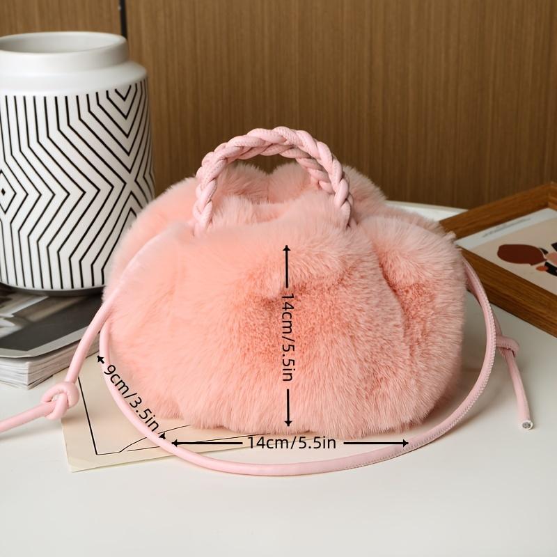 

1 шт. Модная однотонная плюшевая сумка через плечо для мини-девочки, универсальная сумка принцессы розовый