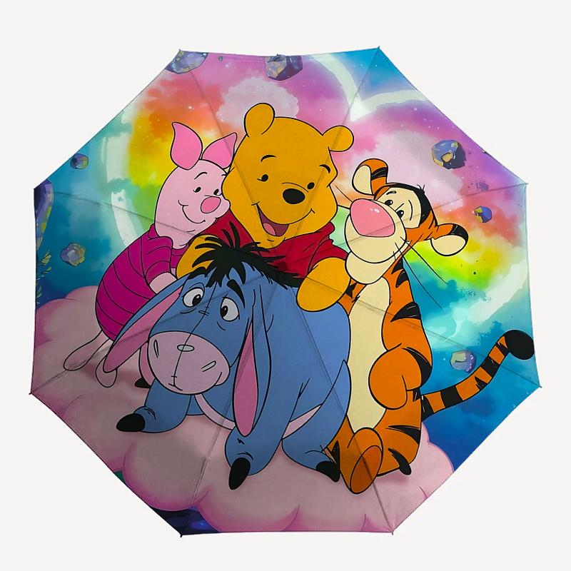 Winnie Puuh, Tigger Automatisches Öffnungs- und Schließschirm, Kompakter Reiseschirm, Leicht und Tragbar, Geeignet für Strand und Pendeln