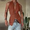 INCERUN Hauts de soirée basiques pour hommes, à col bénitier, sans manches, style bandage, dos nu, débardeurs