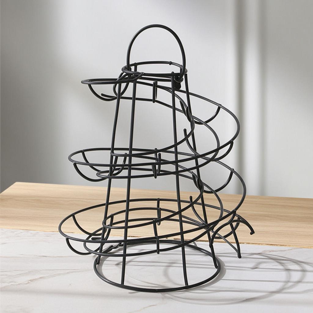 Kitchen Creative Spiral Egg Rack With Hanging Basket For Home Storage And Organization