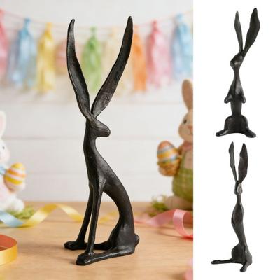 Resin Bunny Figurine Modern Standing Rabbit Statue Indoor Easter Tabletop Sculpture for Desk Cabinet Bookshelf Counter Home Bar Office Decor