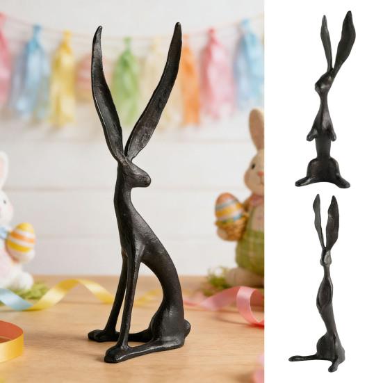 Harpiks Kaninfigur Moderne Stående Kaninstatue Innendørs Påske Bordplate Skulptur for Skrivebord Skap Bokhylle Benkeplate Hjemmebar Kontor Dekor