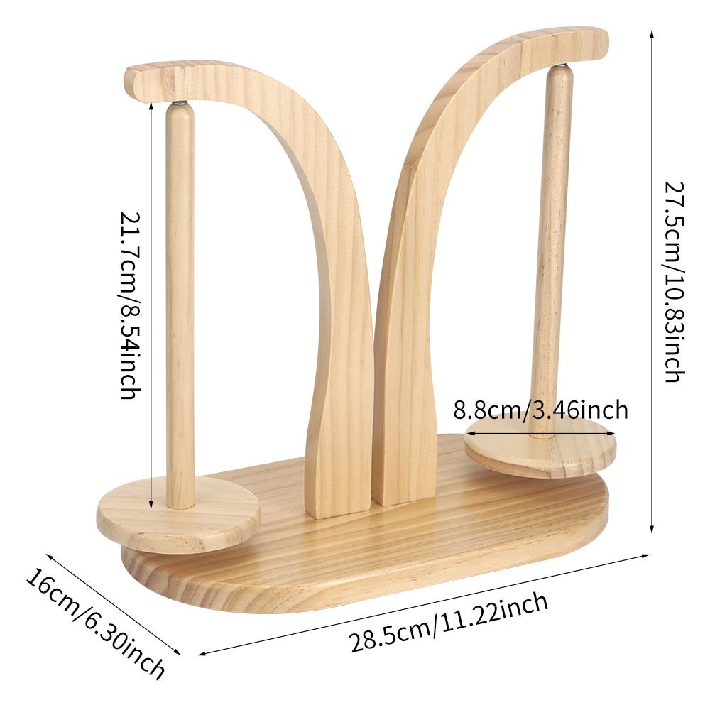 1pc Double Roller Wooden Yarn Winder Tool, Rotatable Yarn Spool Holder, DIY Knitting & Crochet Yarn Threads Storage Rack Frame