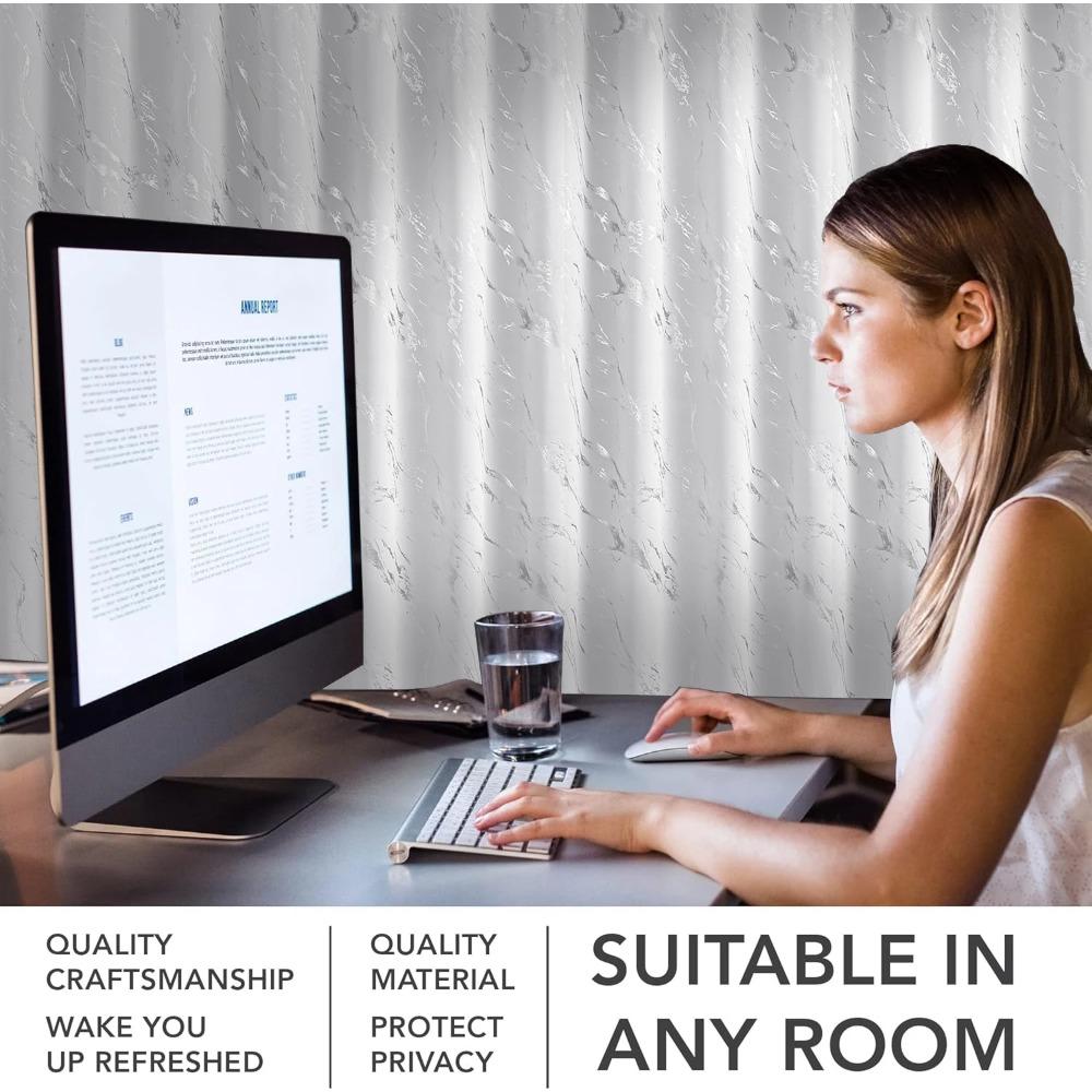 Gold/Silber bedruckte Verdunkelungsvorhänge für Fenster im Wohnzimmer und Schlafzimmer, hohe Schattierung, Türverdunkelungsvorhänge, dicke Jalousien