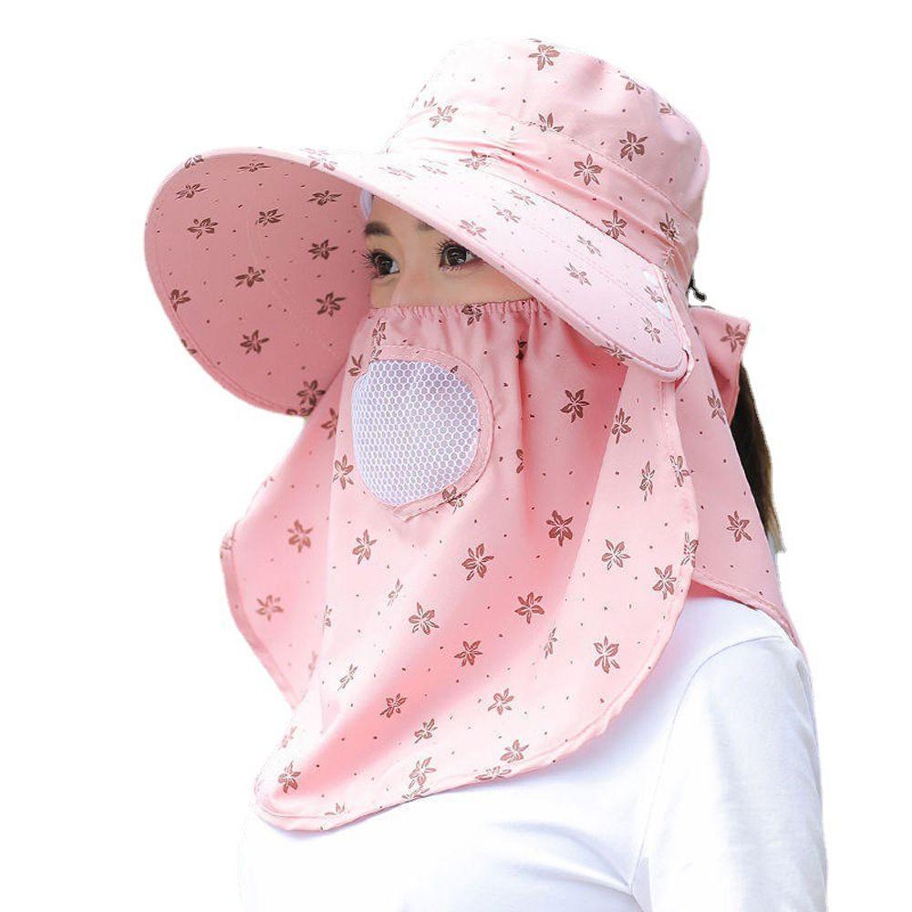 Do Farming Work Summer UV Protection Flower Print Bucket Hat Women Sun Hat With Neck Flap