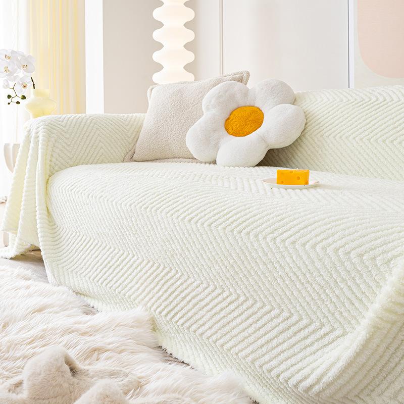 Simple Style Large Herringbone Plush Sofa Towel Universal Living Room Universal Cover Cover