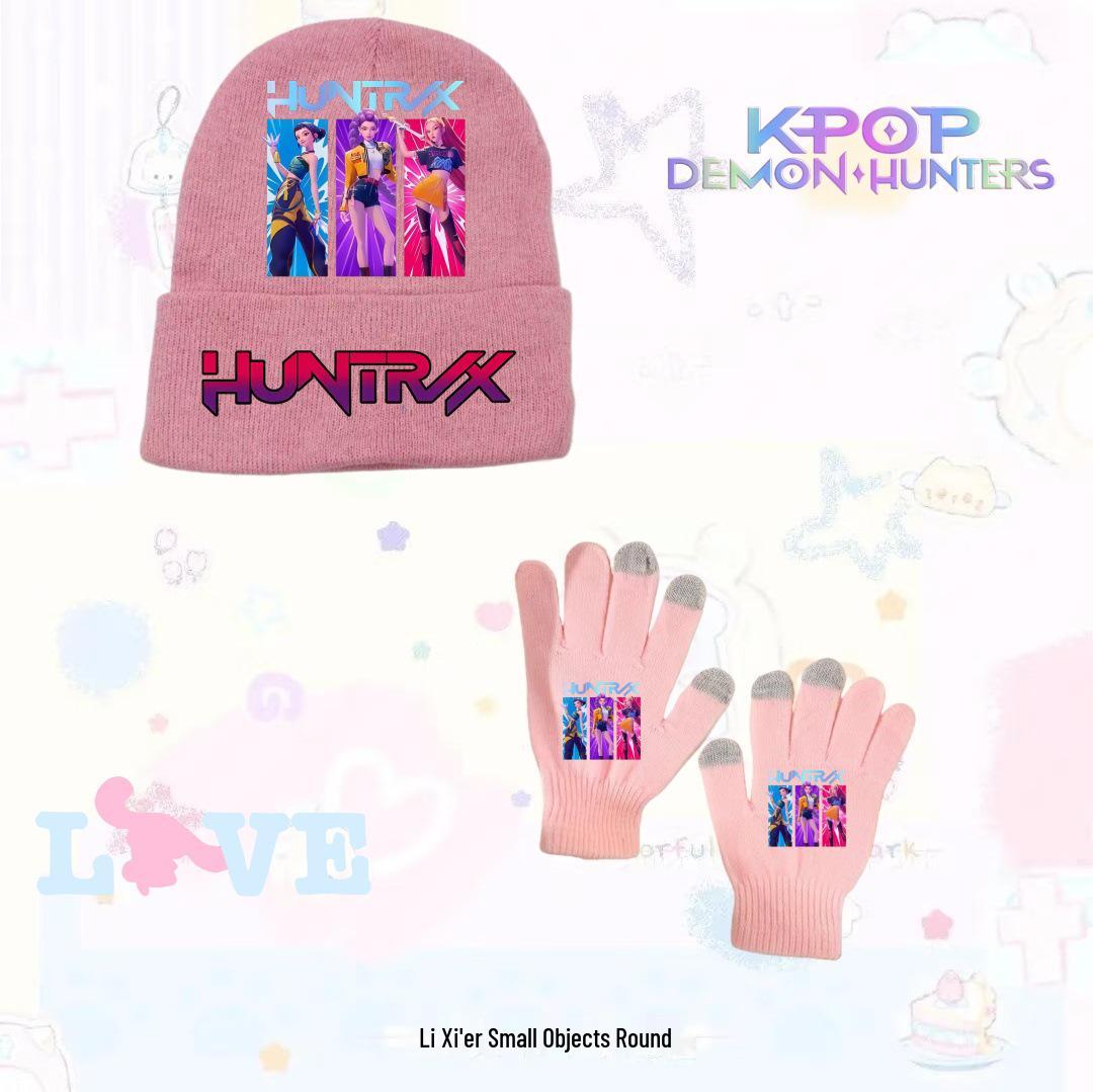 K-Pop Demon Hunter Girl Group Knit Hat & Glove Set - Teen Warm Fashion Accessory