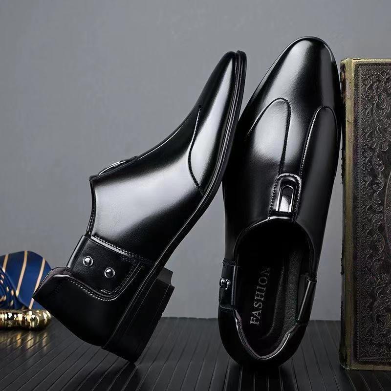 Men's Business Dress Leather Shoes Green New Trend British Wedding Versatile Casual Pointed Black Shoes