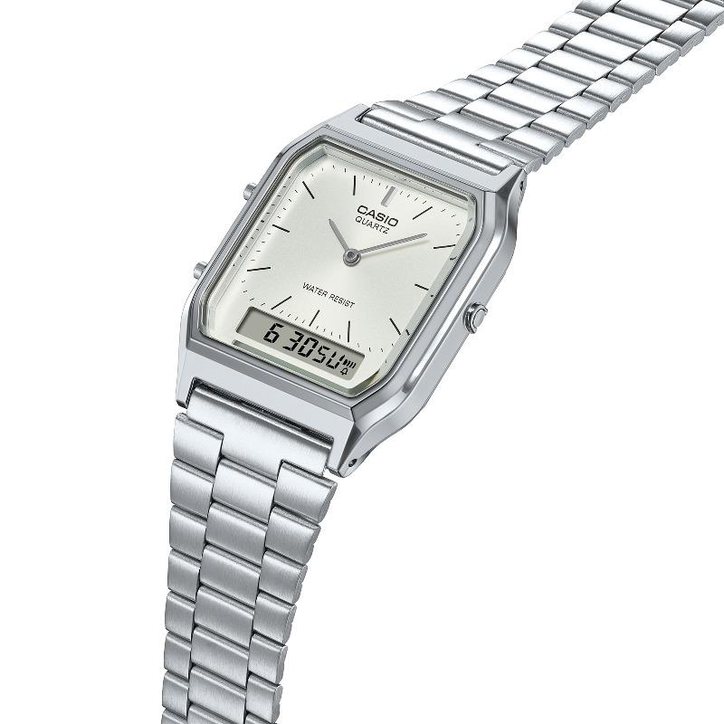Casio Men's Stainless Steel Water Resistant Digital Alarm Quartz Watch AQ-230A-7AMQY