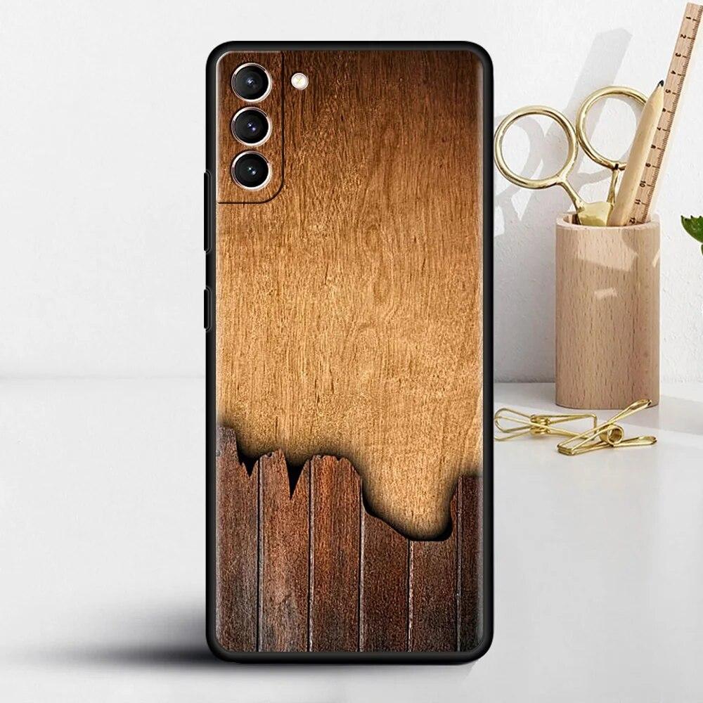 Geschnitzte Holzhülle für Samsung Galaxy S22 S20 FE S21 S23 Plus S10 Lite S9 S8 S10e Note 20 10 Lite Silikon-Handyhülle