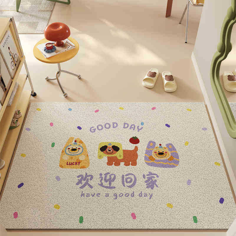 Cartoon Graffiti Home Floor Mat Household Scraping Mud Rubbing Soil Dirt-Resistant Foot Mat Entrance Easy To Take Care Of Silk Ring Floor Mat