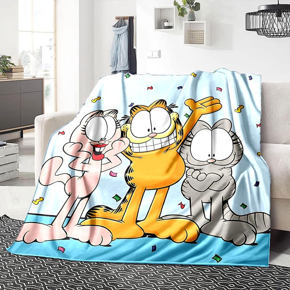 1Pc Garfield'S Hug Adventure Blanket For Couch Bed Plush Cozy Fuzzy Blanket Super Soft Warm Blankets For Fall And Winter 091873