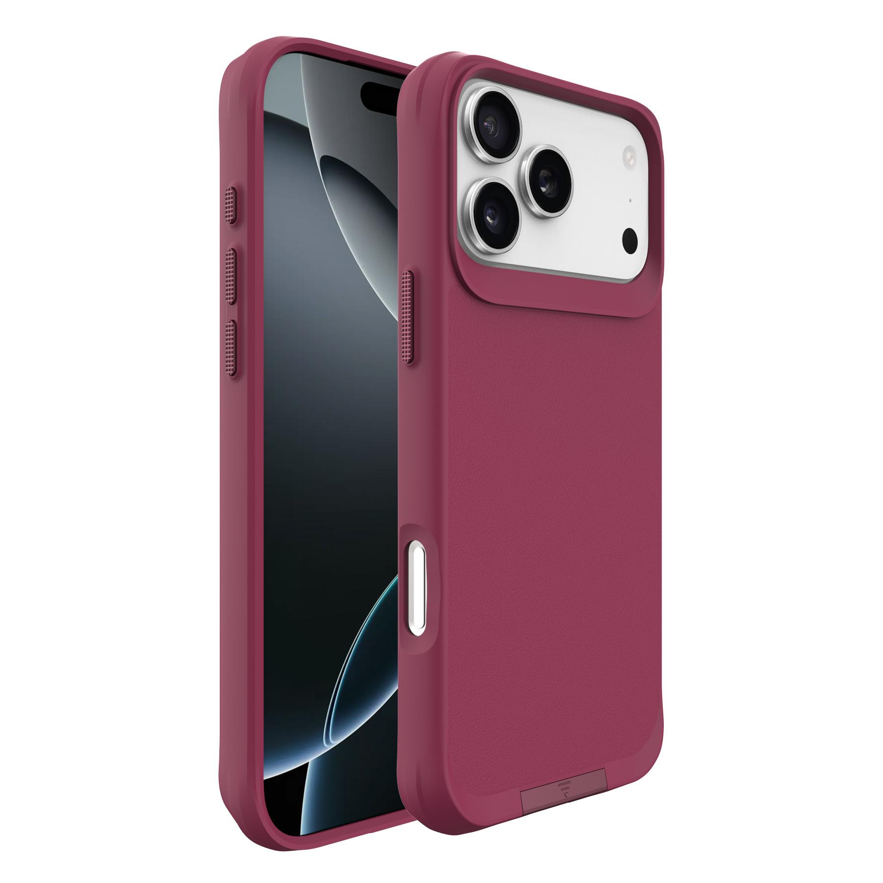

For iPhone 17 Pro Magnetic Case PC+TPU Phone Cover with Hidden Kickstand Red